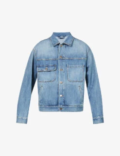 Gucci Graphic-embroidered Faded-wash Denim Jacket