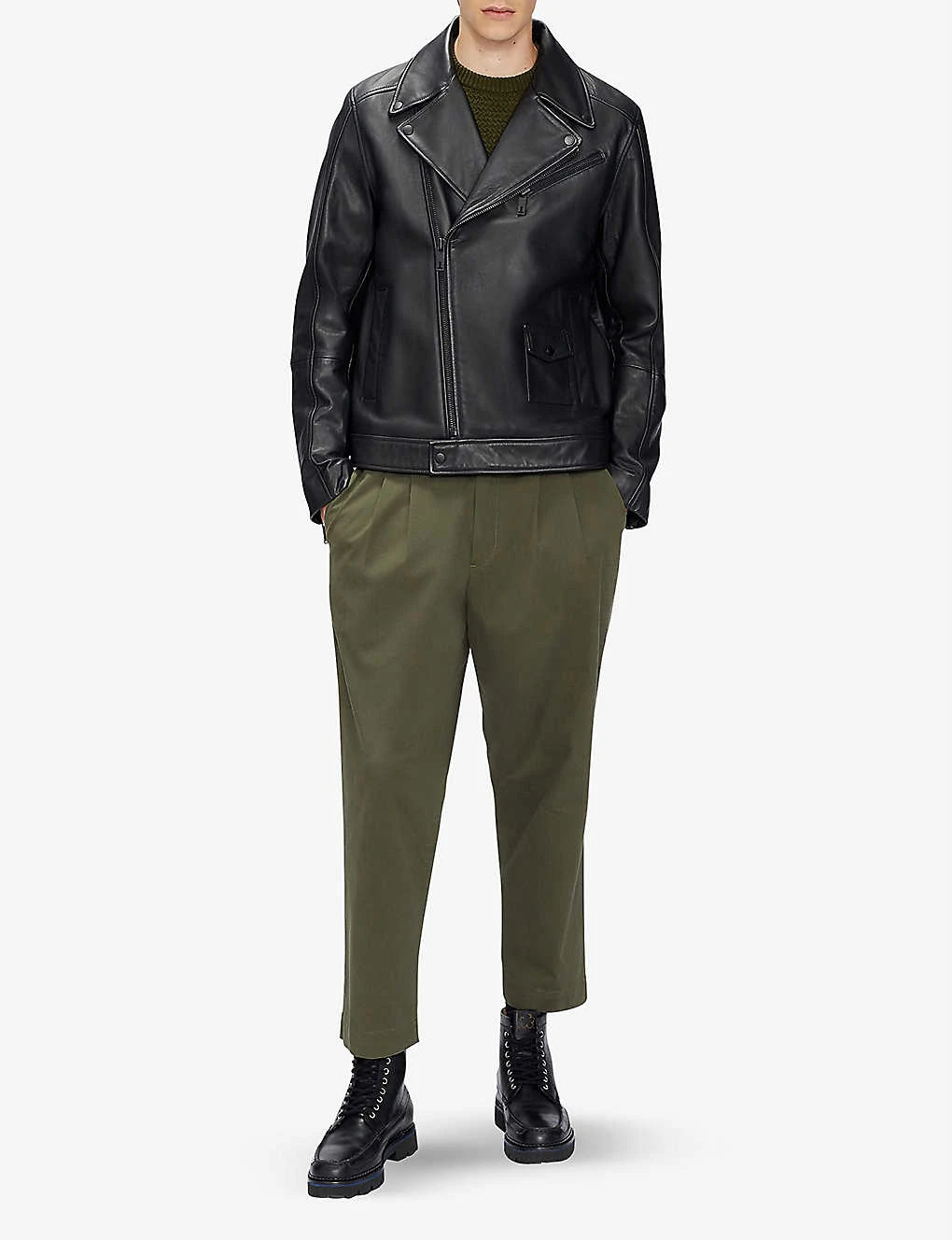 Ted Baker Carve Oversized Leather Biker Jacket - Image 2