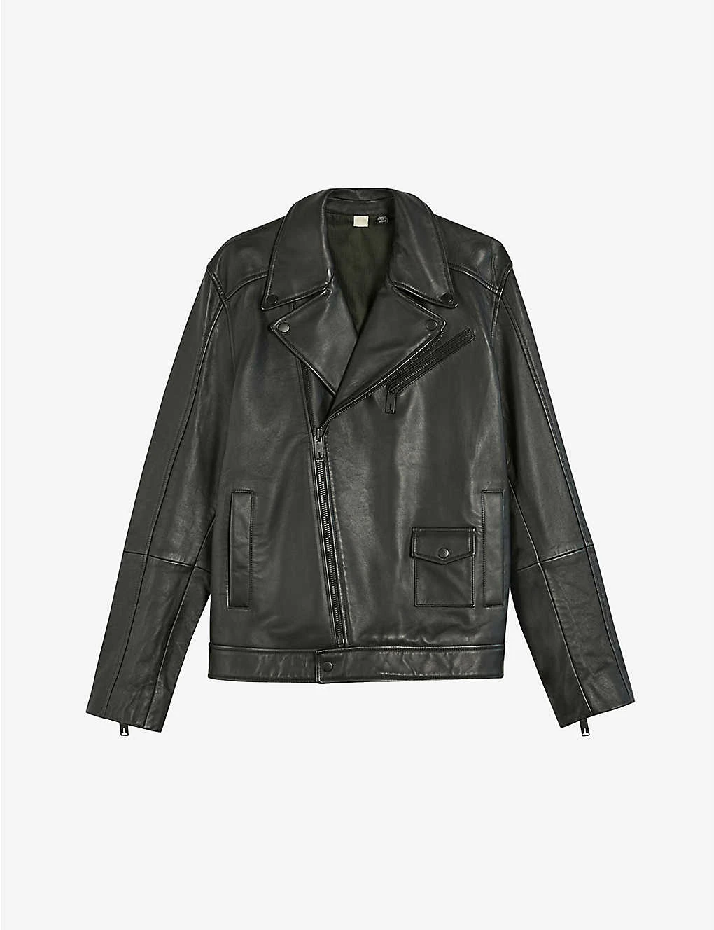 Ted Baker Carve Oversized Leather Biker Jacket