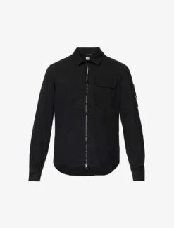 Zip-up Goggle-detail Cotton-poplin Overshirt