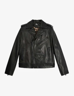 THE KOOPLES Wide-collar Buttoned-epaulette Relaxed-fit Leather Jacket