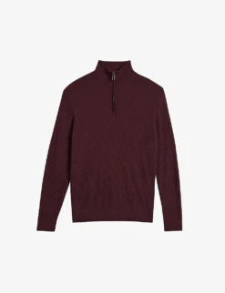 Ted Baker Martenn Half-zip Funnel-neck Cotton-blend Jumper