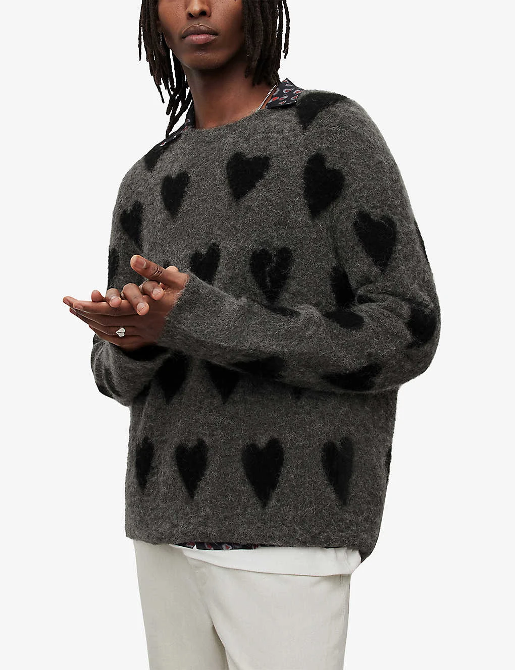 AllSaints Amore Heart-motif Wool-blend Jumper - Image 3