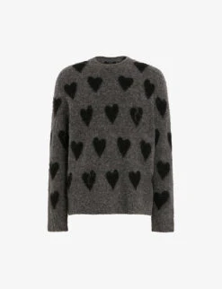 AllSaints Amore Heart-motif Wool-blend Jumper