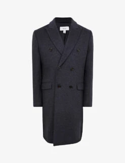 Reiss Reflection Double-breasted Peak-lapel Wool-blend Coat