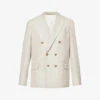 ELEVENTY Double-breasted Peak-lapel Regular-fit Wool, Cotton, Silk And Linen-blend Blazer