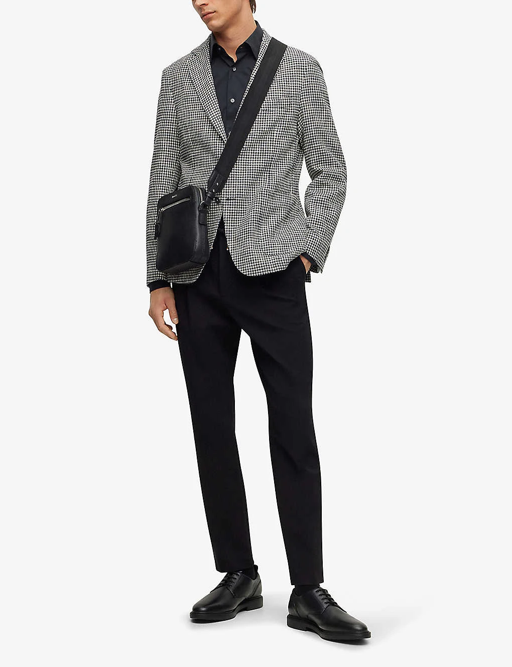 Boss Houndstooth-patterned Single-breasted Slim-fit Cotton-blend Blazer - Image 2