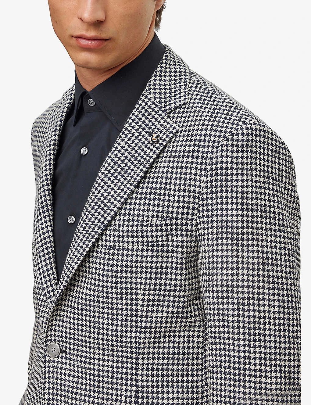 Boss Houndstooth-patterned Single-breasted Slim-fit Cotton-blend Blazer - Image 5