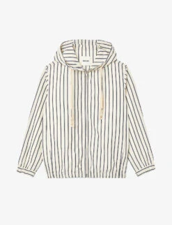 Sandro Stripe Relaxed-fit Hooded Cotton Jacket