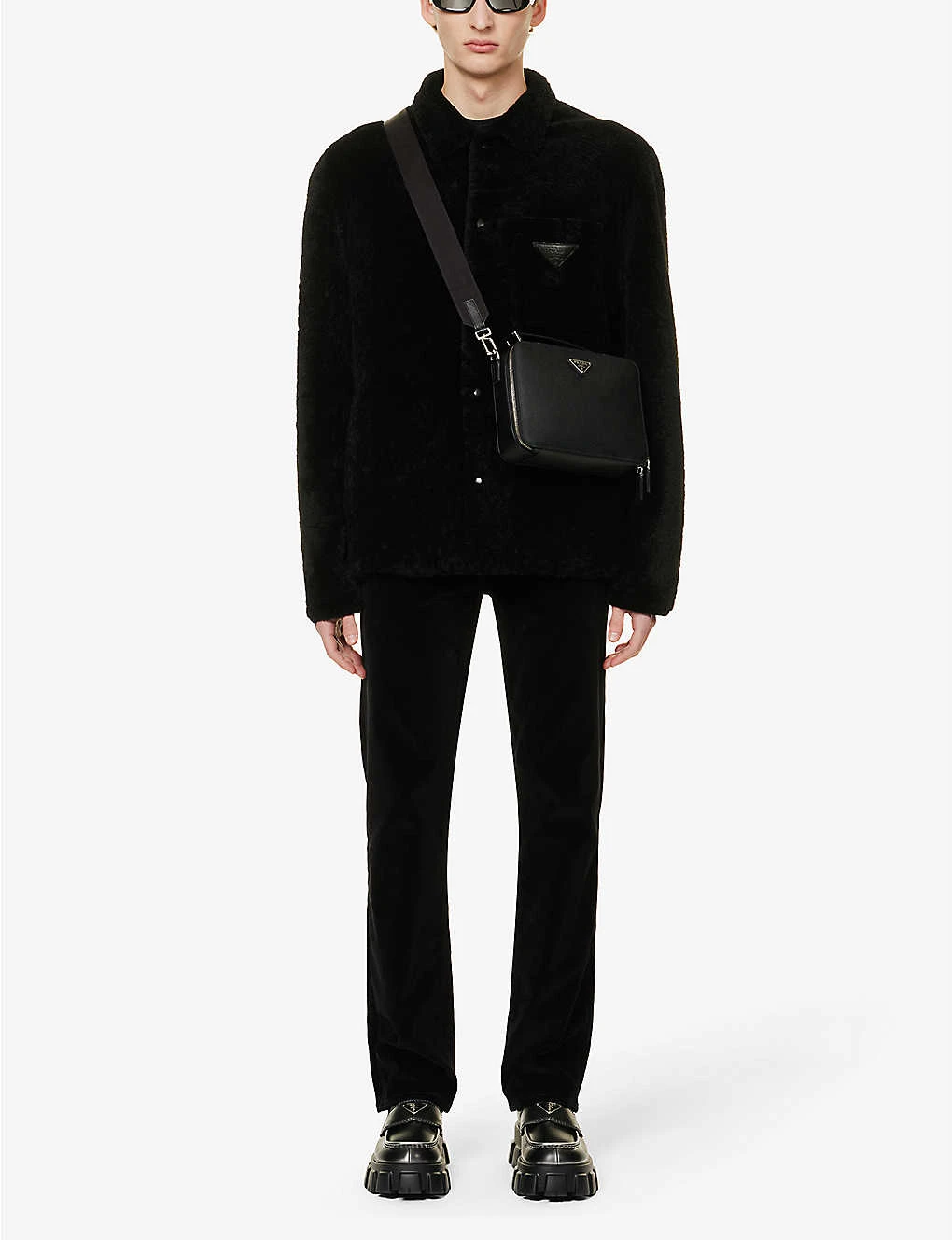 Prada Velvet-texture Straight-leg Cotton-blend Trousers - Image 2