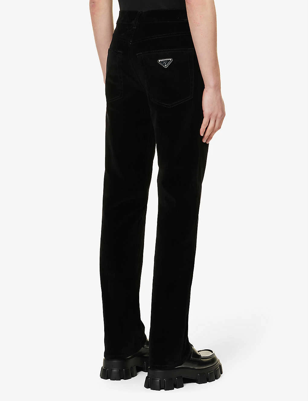 Prada Velvet-texture Straight-leg Cotton-blend Trousers - Image 4