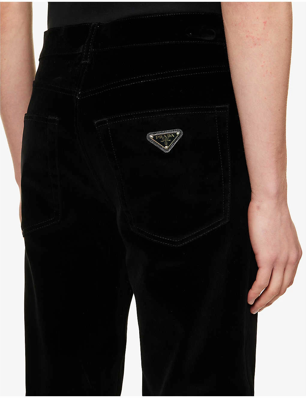 Prada Velvet-texture Straight-leg Cotton-blend Trousers - Image 5