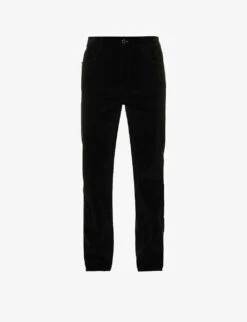 Prada Velvet-texture Straight-leg Cotton-blend Trousers
