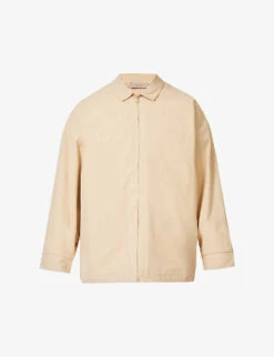 ESSENTIALS Brand-patch Spread-collar Cotton-blend Jacket
