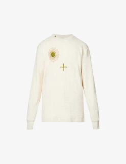 Upcycled Floral-embroidered Waffle-knit Jumper