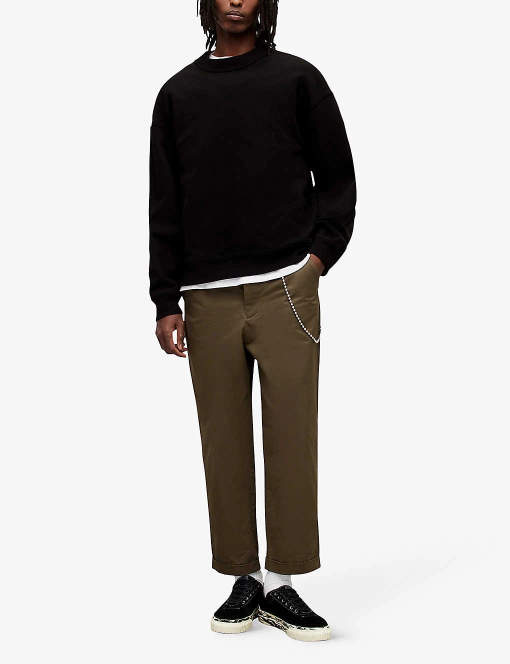 AllSaints Bolus Crew-neck Relaxed-fit Cropped Organic-cotton Jumper - Image 2