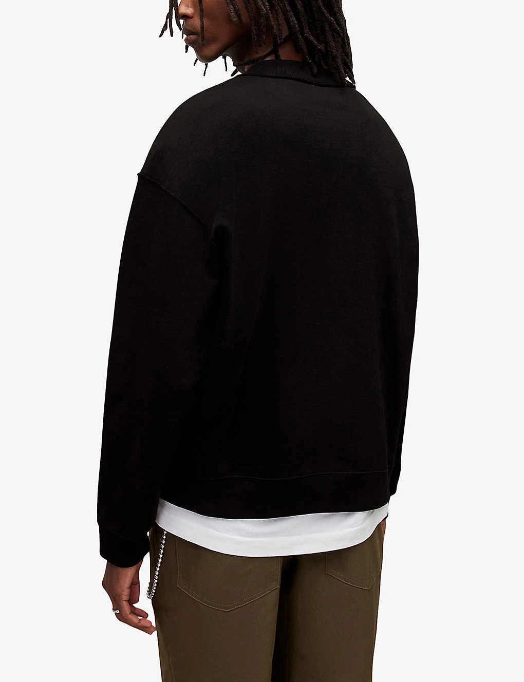 AllSaints Bolus Crew-neck Relaxed-fit Cropped Organic-cotton Jumper - Image 4