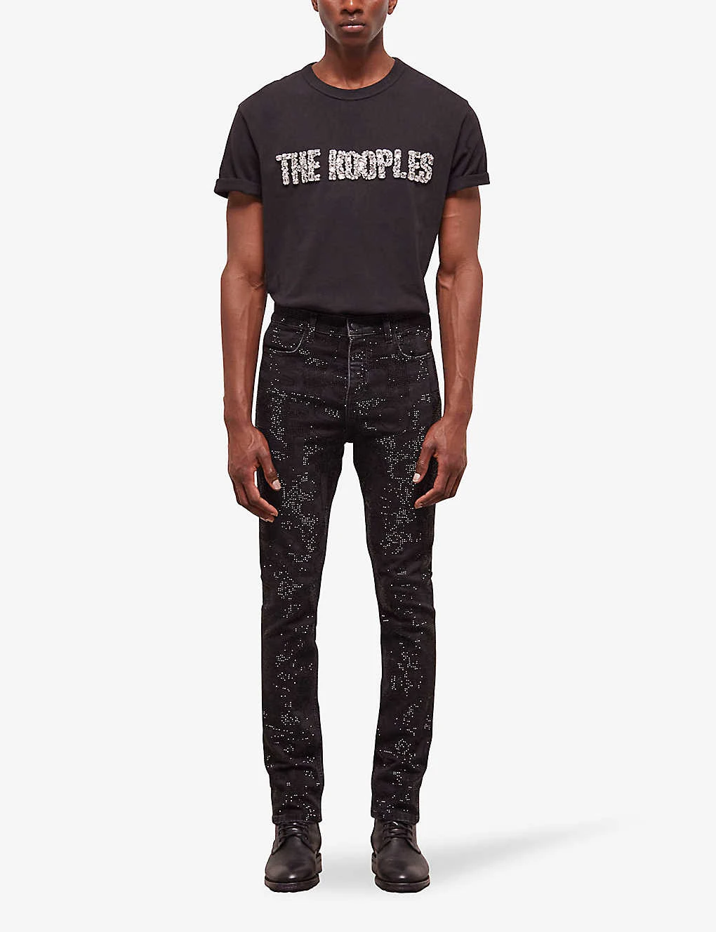 THE KOOPLES Rhinestone-embellished Slim-fit Stretch-cotton Jeans - Image 2