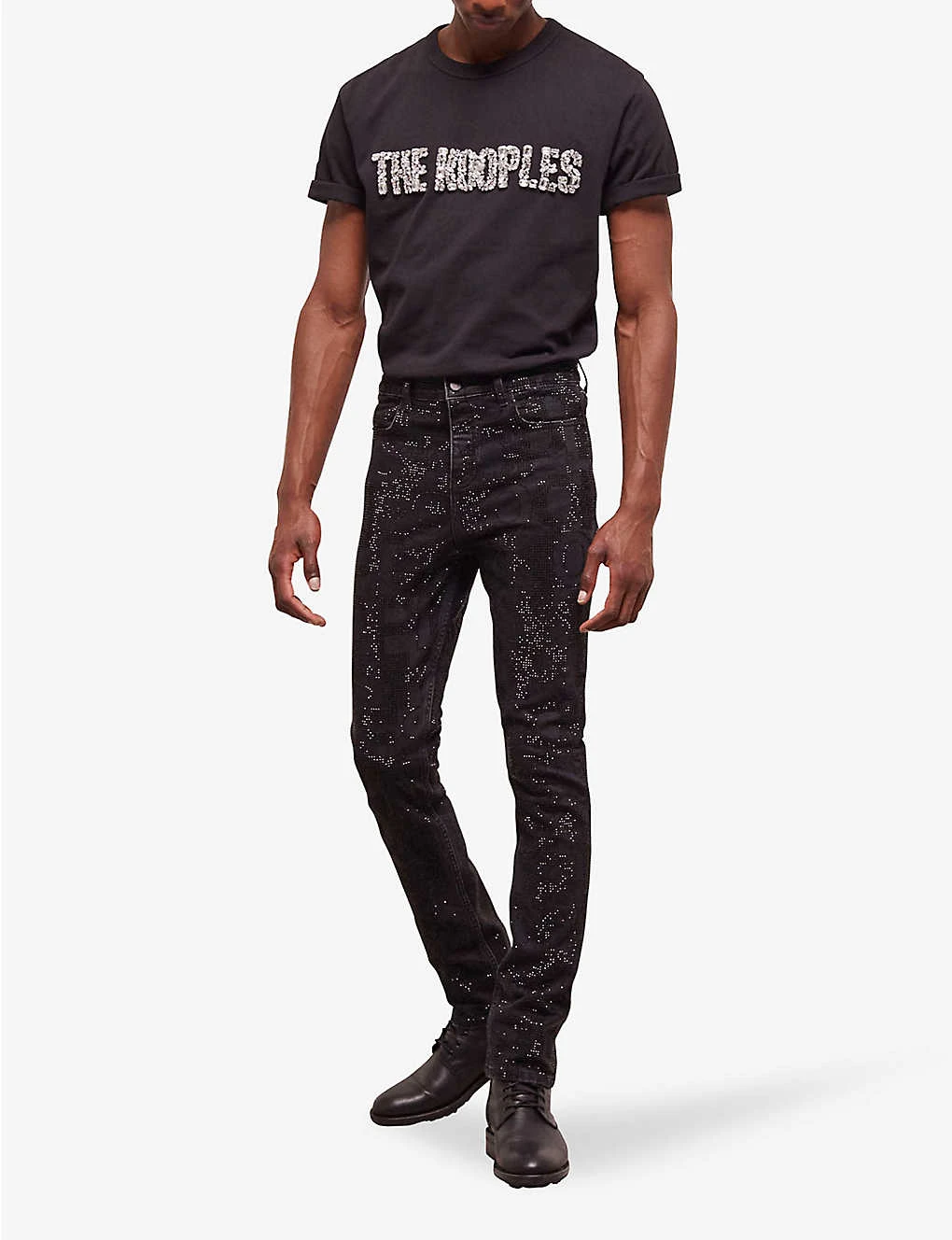 THE KOOPLES Rhinestone-embellished Slim-fit Stretch-cotton Jeans - Image 3