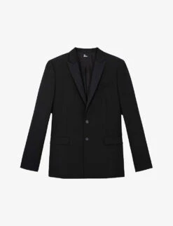 THE KOOPLES Satin-lapel Single-breasted Wool Suit Jacket