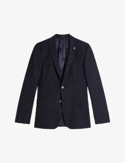 Ted Baker Forbyjs Puppytooth-texture Stretch Wool-blend Blazer