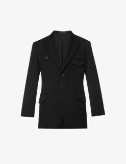 Yohji Yamamoto Flap-pocket Single-breasted Relaxed-fit Wool Jacket