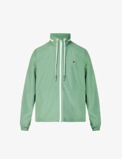 Lacoste Funnel-neck Concealed-hood Woven Windbreaker Jacket