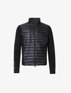 Contrast-panel Funnel-neck Padded Shell-down Jacket