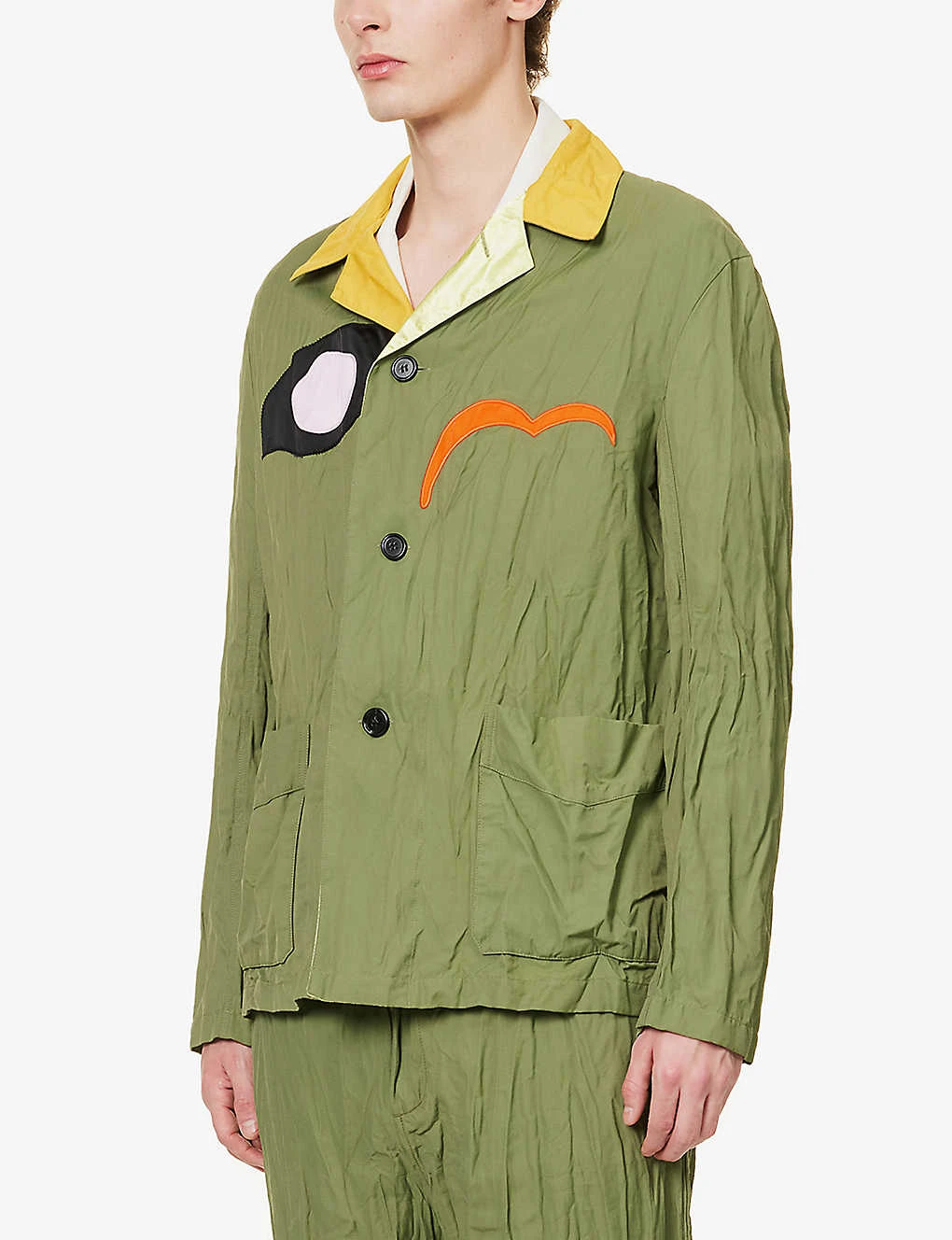 Marni Contrast-appliqué Notched-lapel Regular-fit Woven Jacket - Image 3
