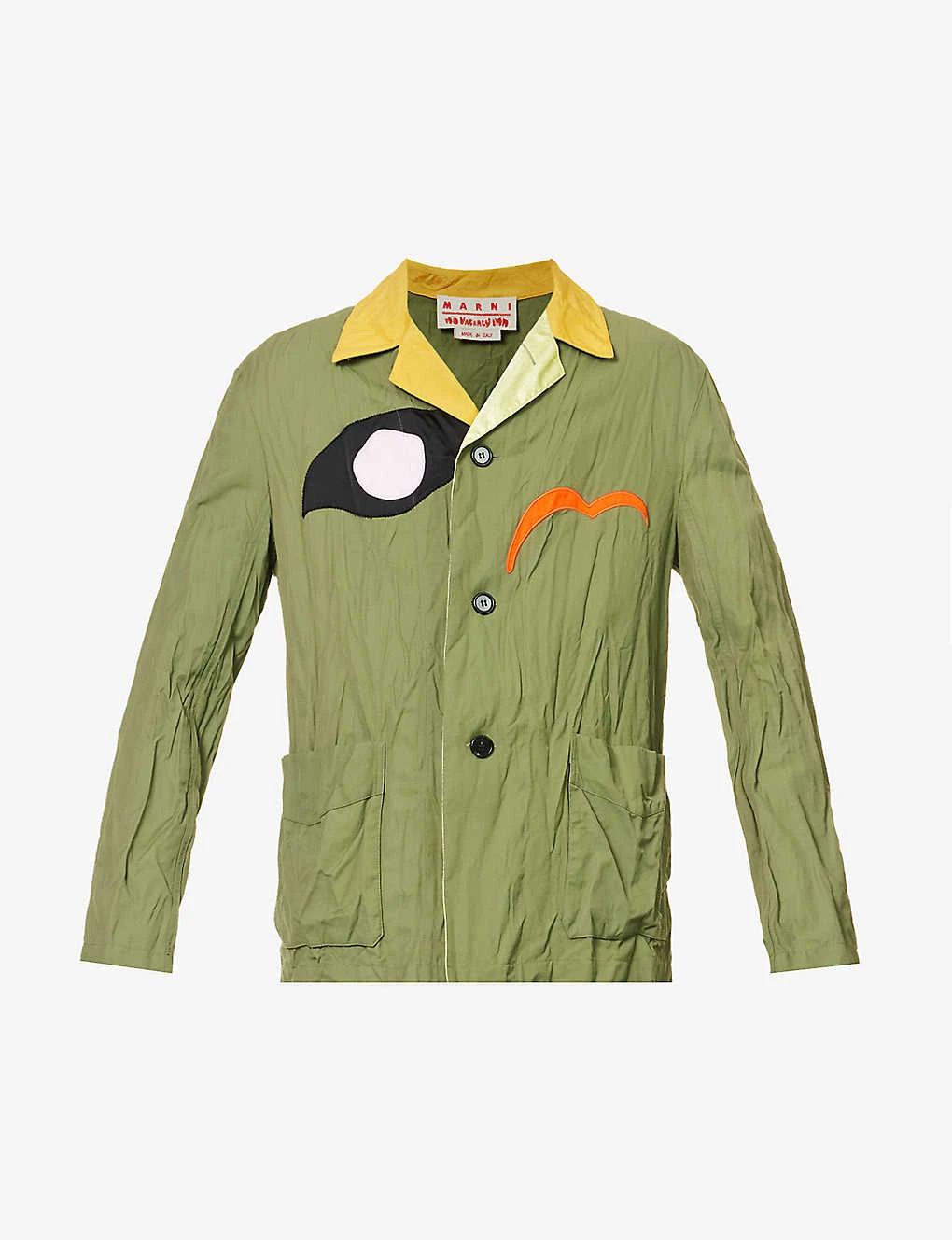 Marni Contrast-appliqué Notched-lapel Regular-fit Woven Jacket