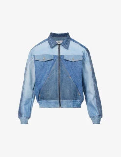 Marine Serre Patchwork-panel Contrast-stitching Regular-fit Upcycled-denim Jacket