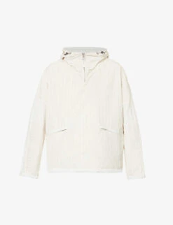 Emporio Armani Stripe-pattern Exposed-seams Shell Jacket