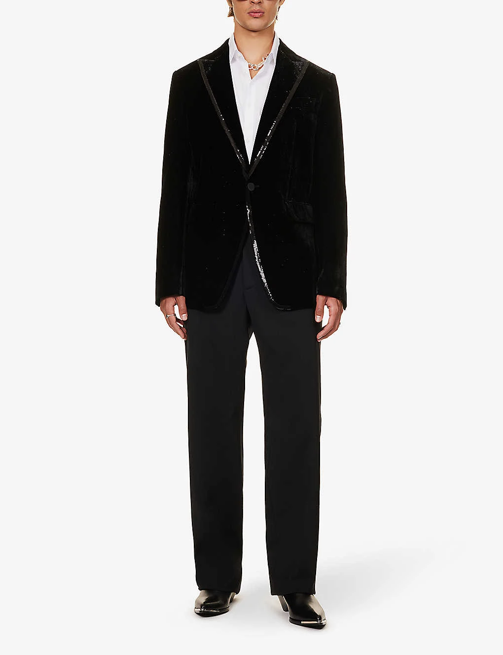 DSQUARED2 Single-breasted Sequin-trim Velour Jacket - Image 2