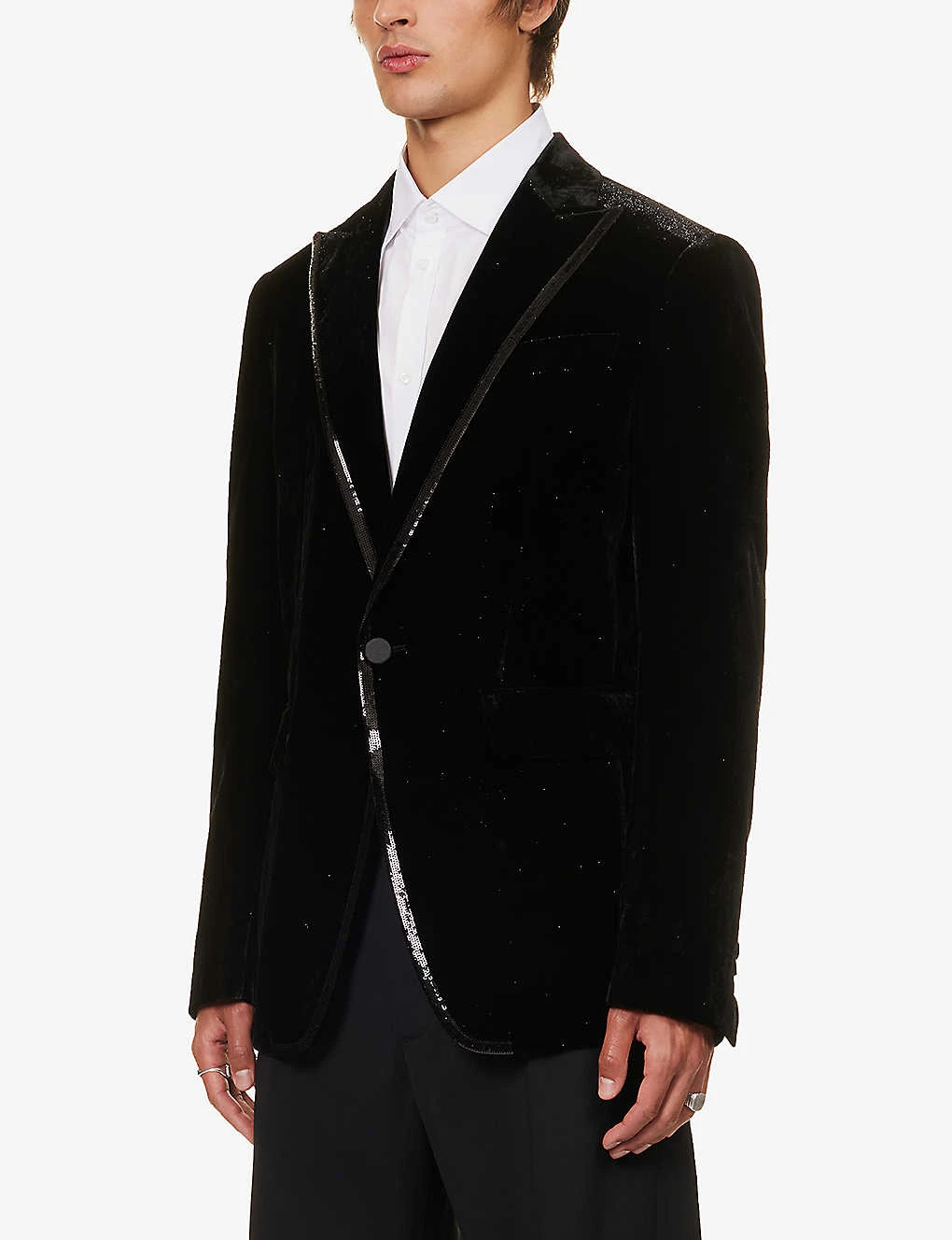 DSQUARED2 Single-breasted Sequin-trim Velour Jacket - Image 3