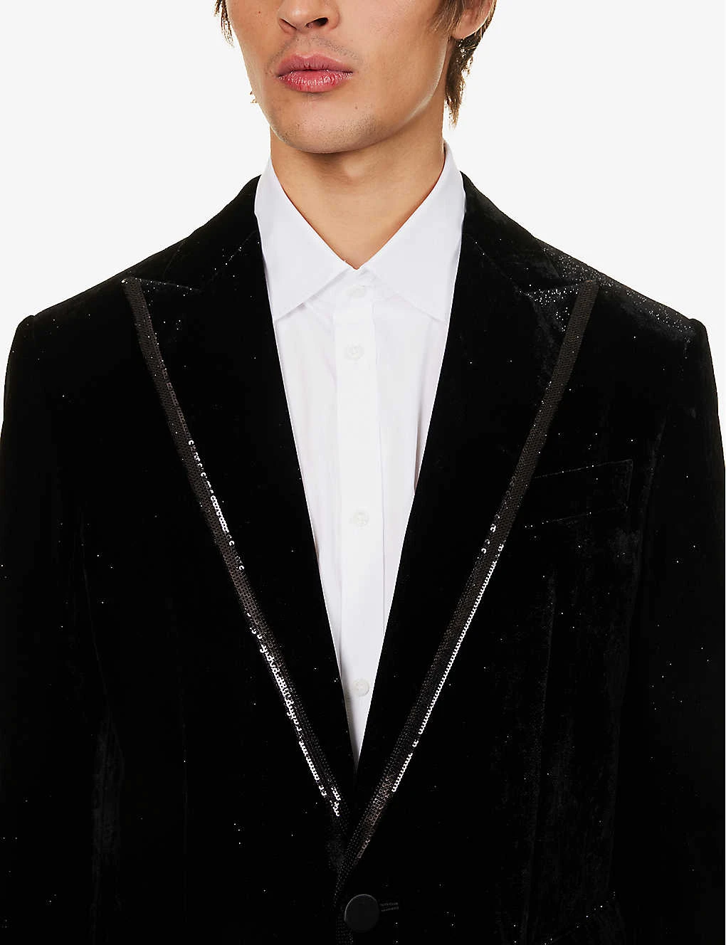 DSQUARED2 Single-breasted Sequin-trim Velour Jacket - Image 5