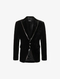 DSQUARED2 Single-breasted Sequin-trim Velour Jacket