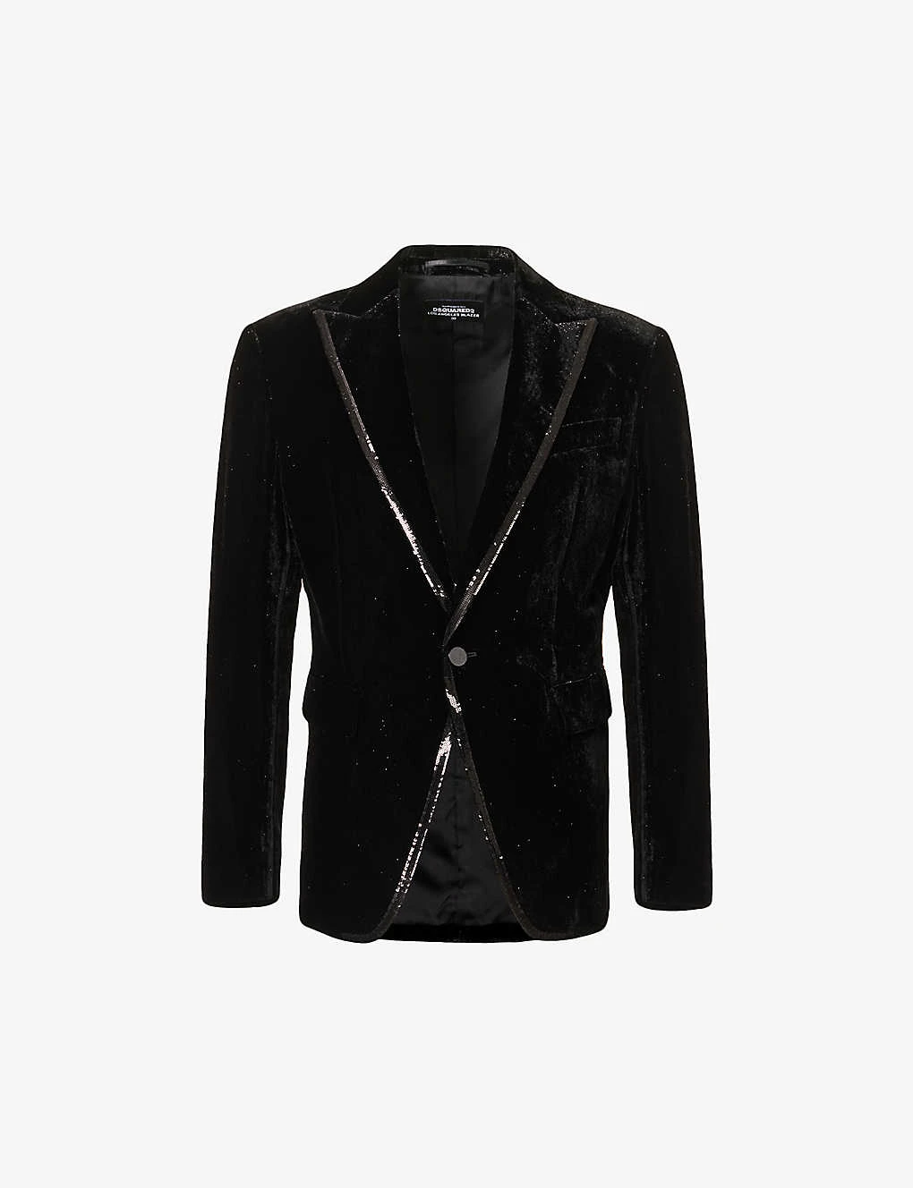 DSQUARED2 Single-breasted Sequin-trim Velour Jacket