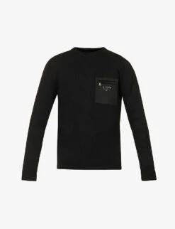 Prada Brand-motif Chest-pocket Wool Jumper