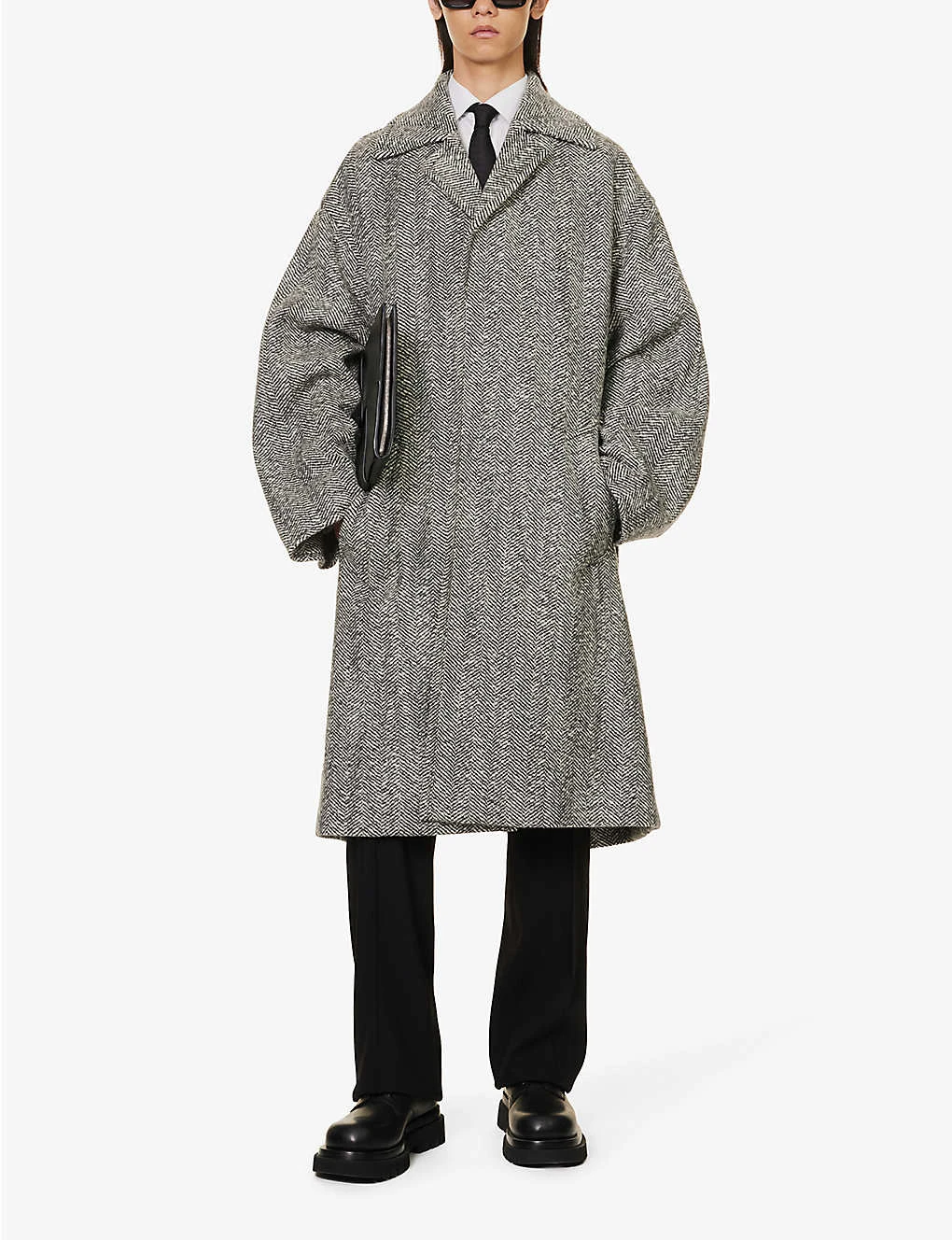 Bottega Veneta Herringbone-pattern Notch-lapel Wool Coat - Image 2