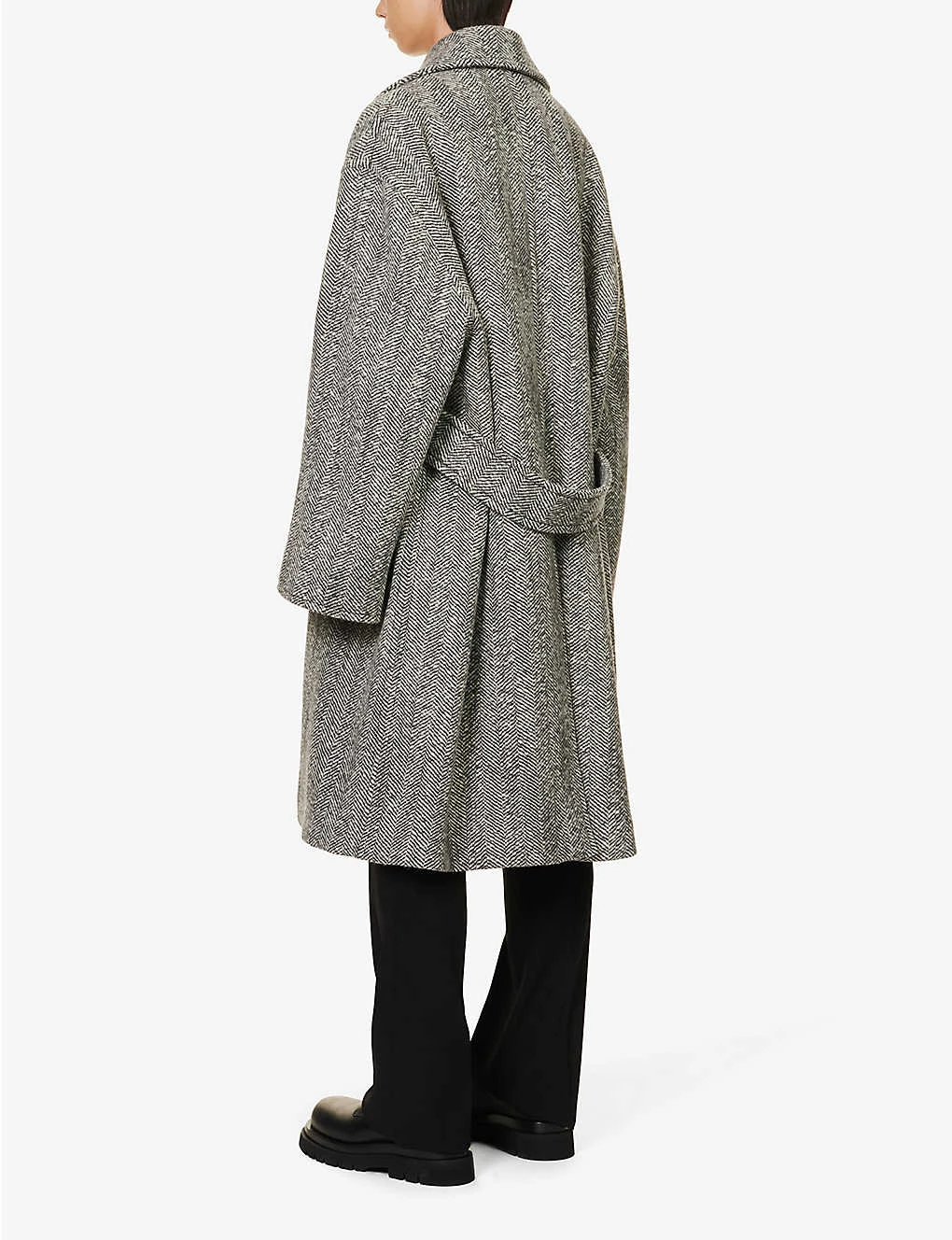 Bottega Veneta Herringbone-pattern Notch-lapel Wool Coat - Image 4