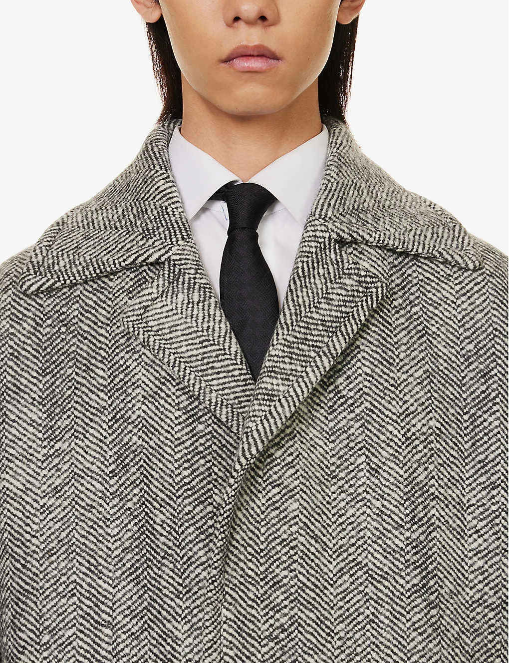 Bottega Veneta Herringbone-pattern Notch-lapel Wool Coat - Image 5