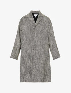 Bottega Veneta Herringbone-pattern Notch-lapel Wool Coat