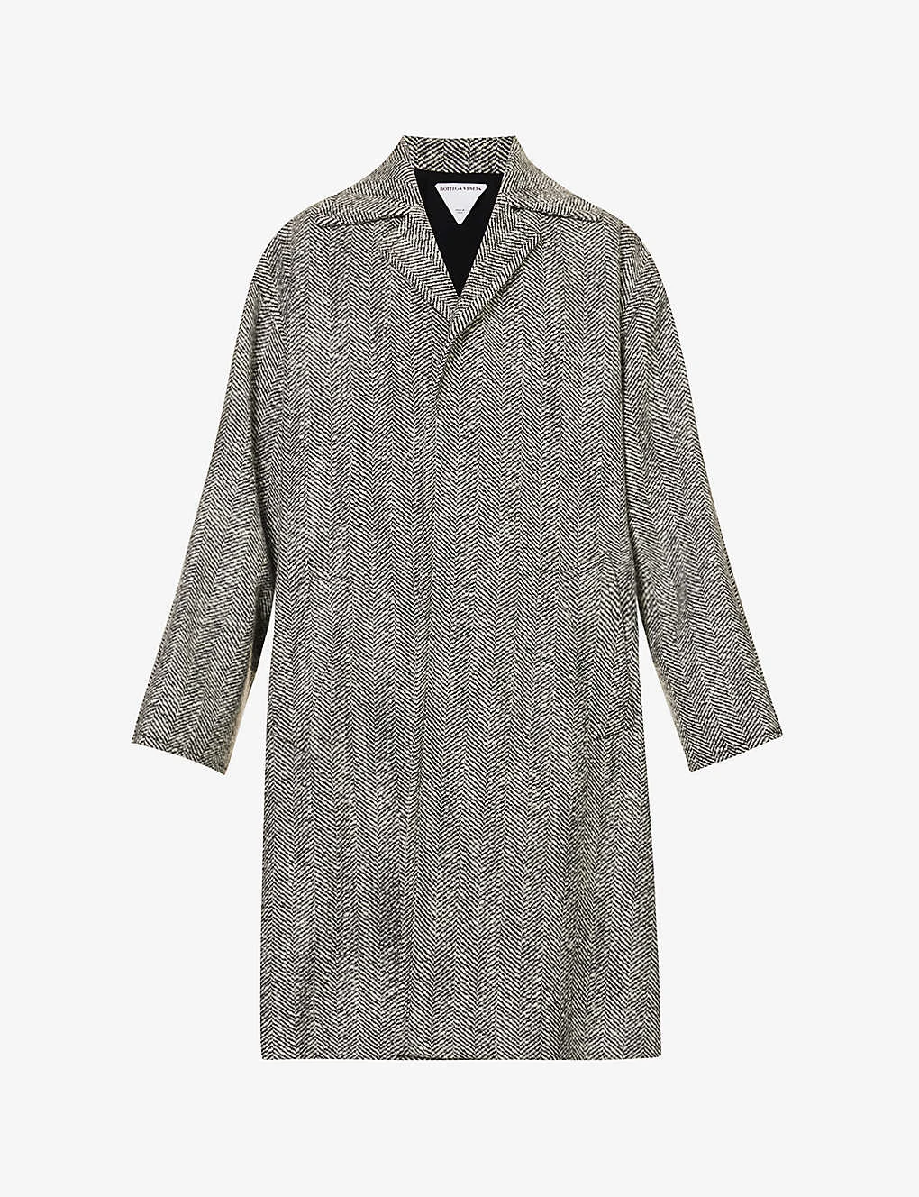Bottega Veneta Herringbone-pattern Notch-lapel Wool Coat