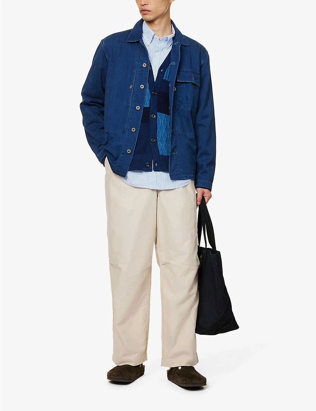 Patchwork-print Button-up Cotton-knit Cardigan - Image 2