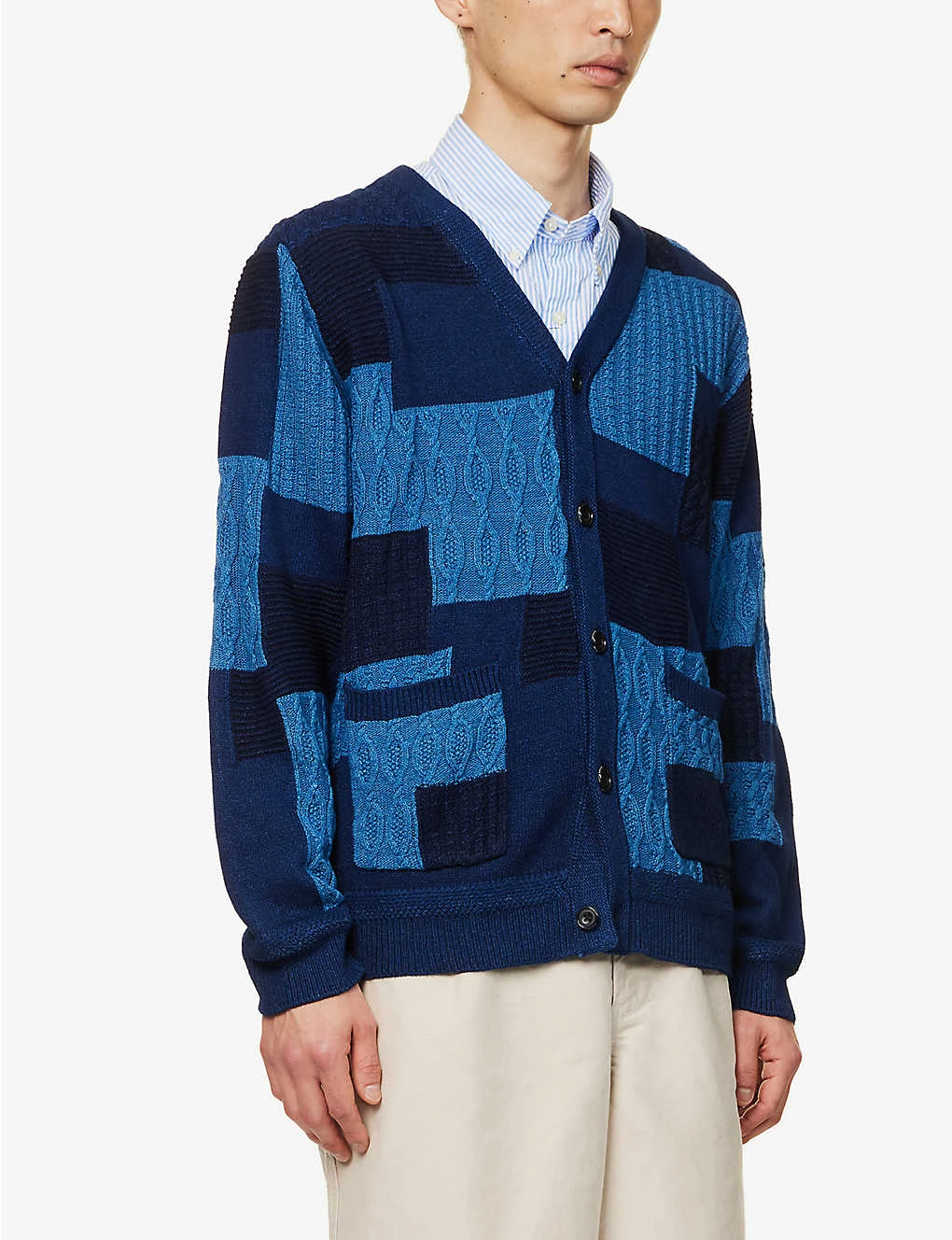 Patchwork-print Button-up Cotton-knit Cardigan - Image 3