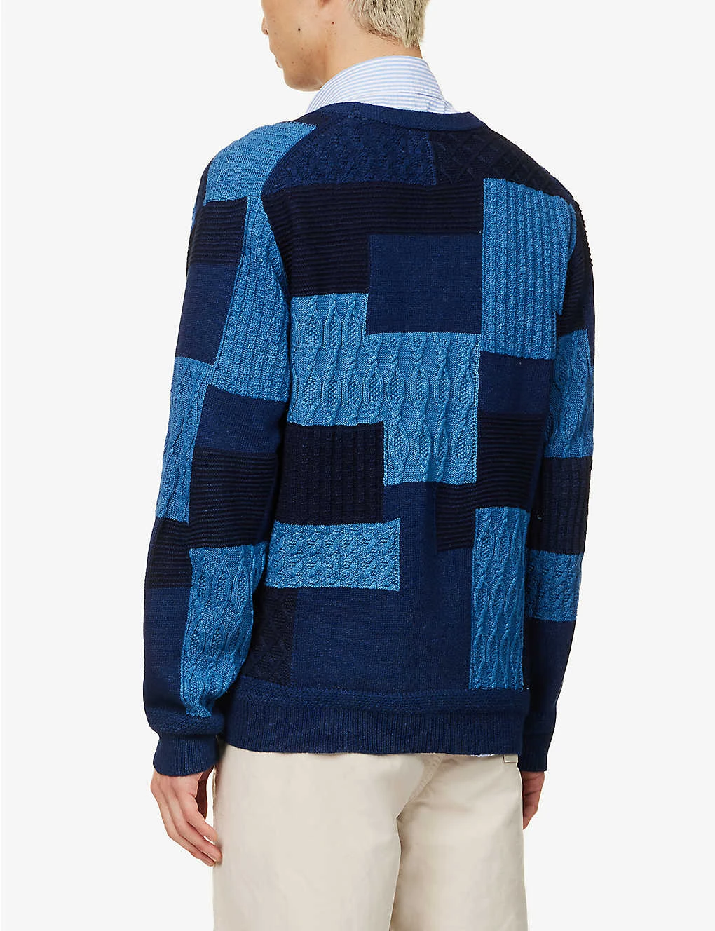 Patchwork-print Button-up Cotton-knit Cardigan - Image 4