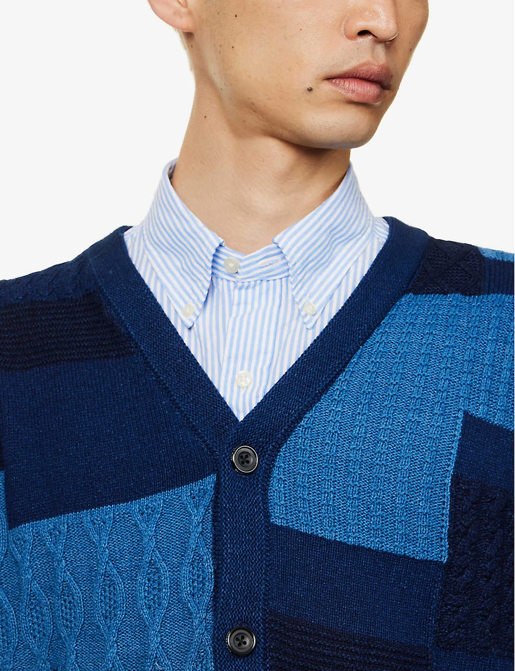 Patchwork-print Button-up Cotton-knit Cardigan - Image 5