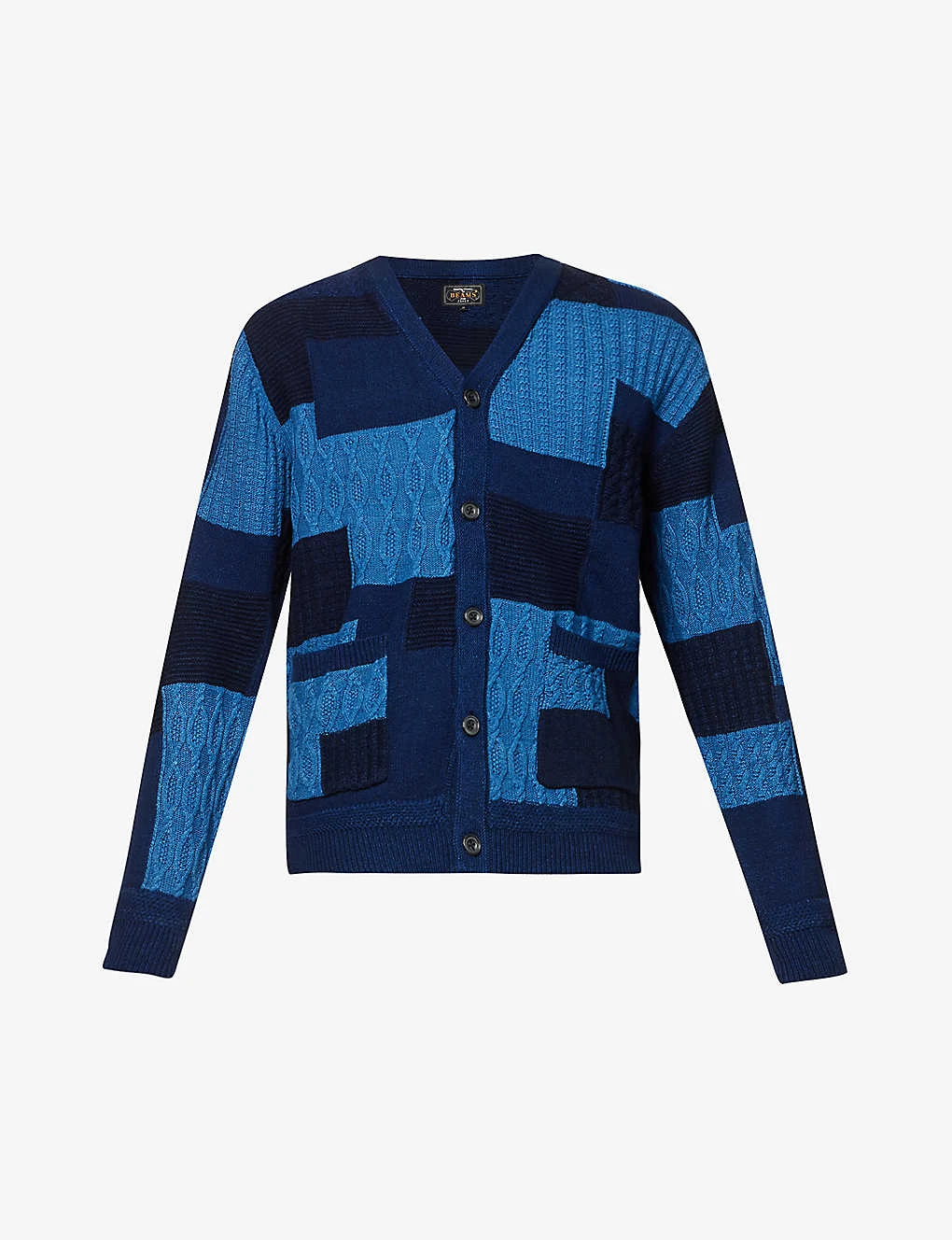 Patchwork-print Button-up Cotton-knit Cardigan