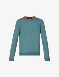 PAUL SMITH Contrast-trim Ribbed-neck Merino-wool Jumper
