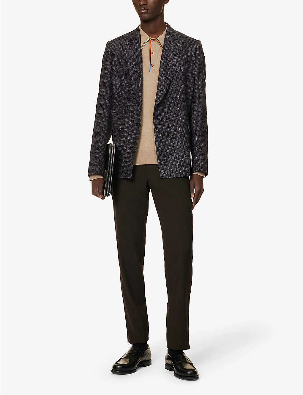 PAUL SMITH Stripe Collar Striped-trim Cotton And Wool-blend Jumper - Image 2